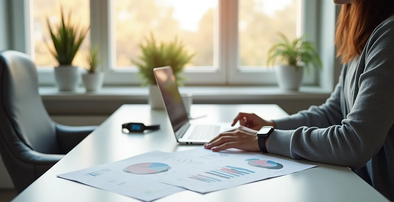 Personne préparant ses documents de santé pour une téléconsultation