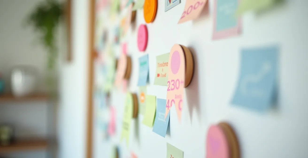 Tableau d'organisation familiale avec système de couleurs pour la répartition des tâches